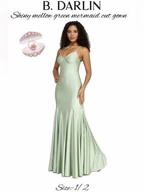 B. Darlin Shiny Mint Green Mermaid Gown